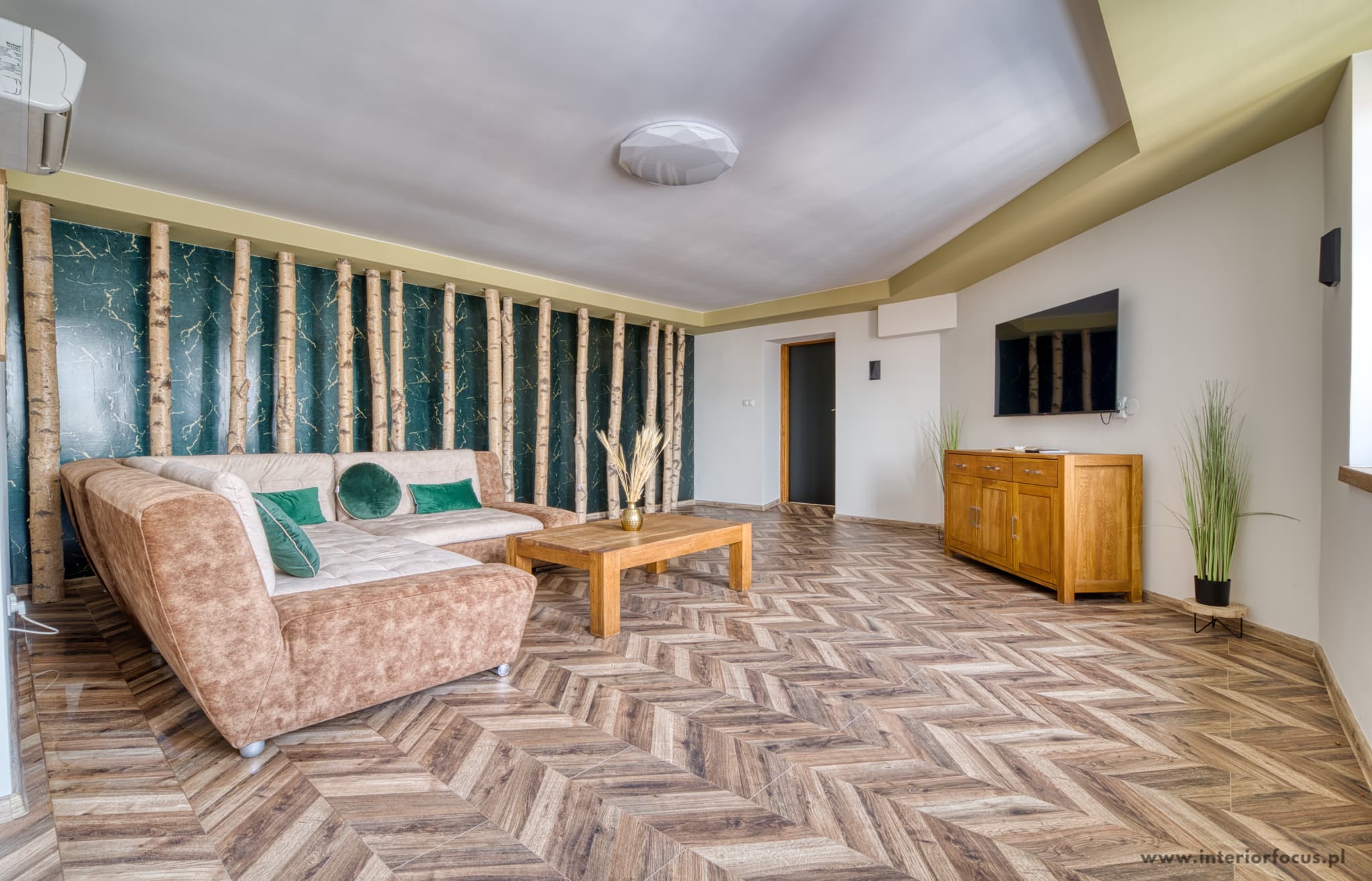 Przestronny apartament z zielonymi akcentami